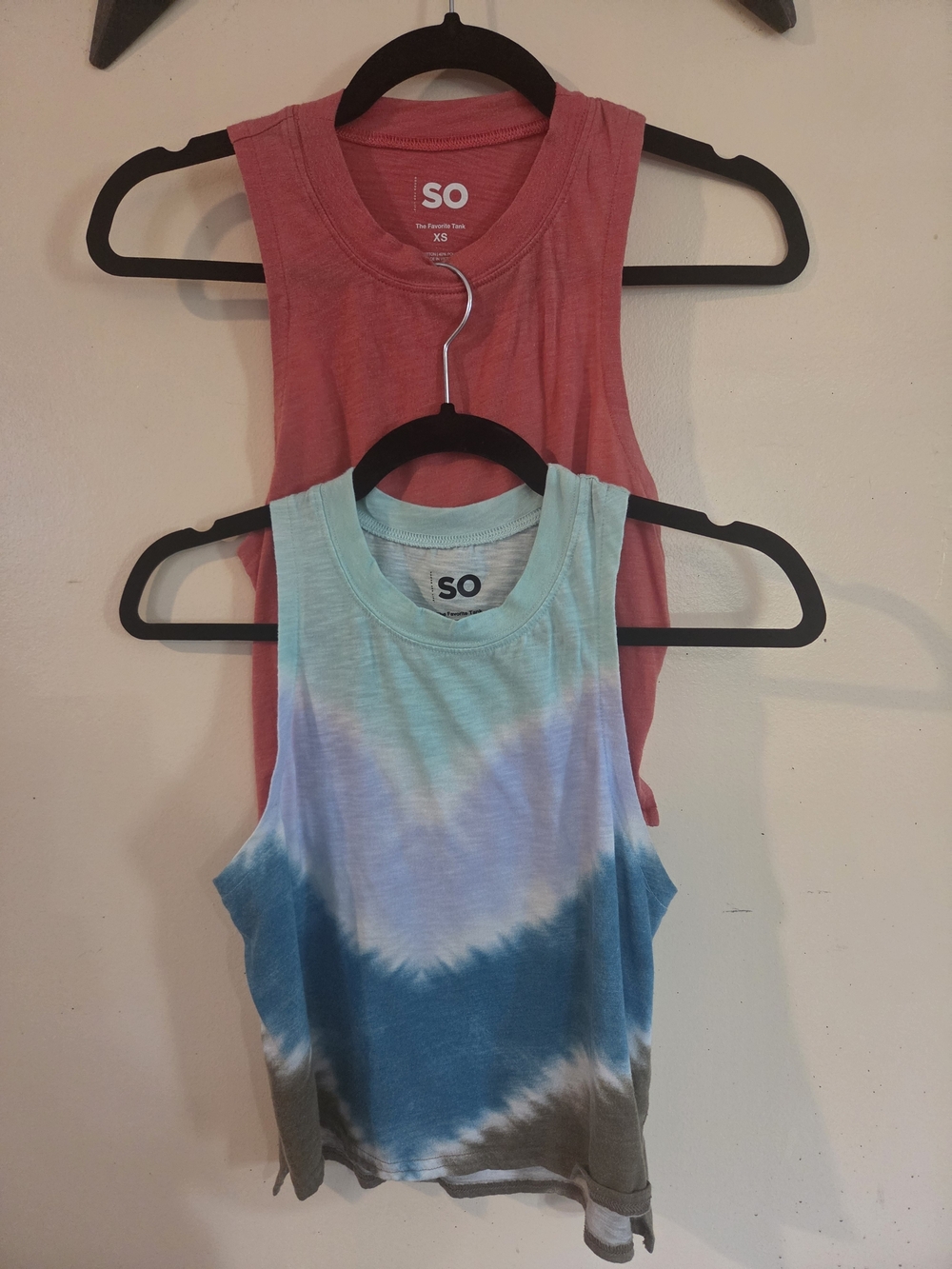 SO Womens Cropped Tank Top Lot - Coral & Teal Tie-Dye